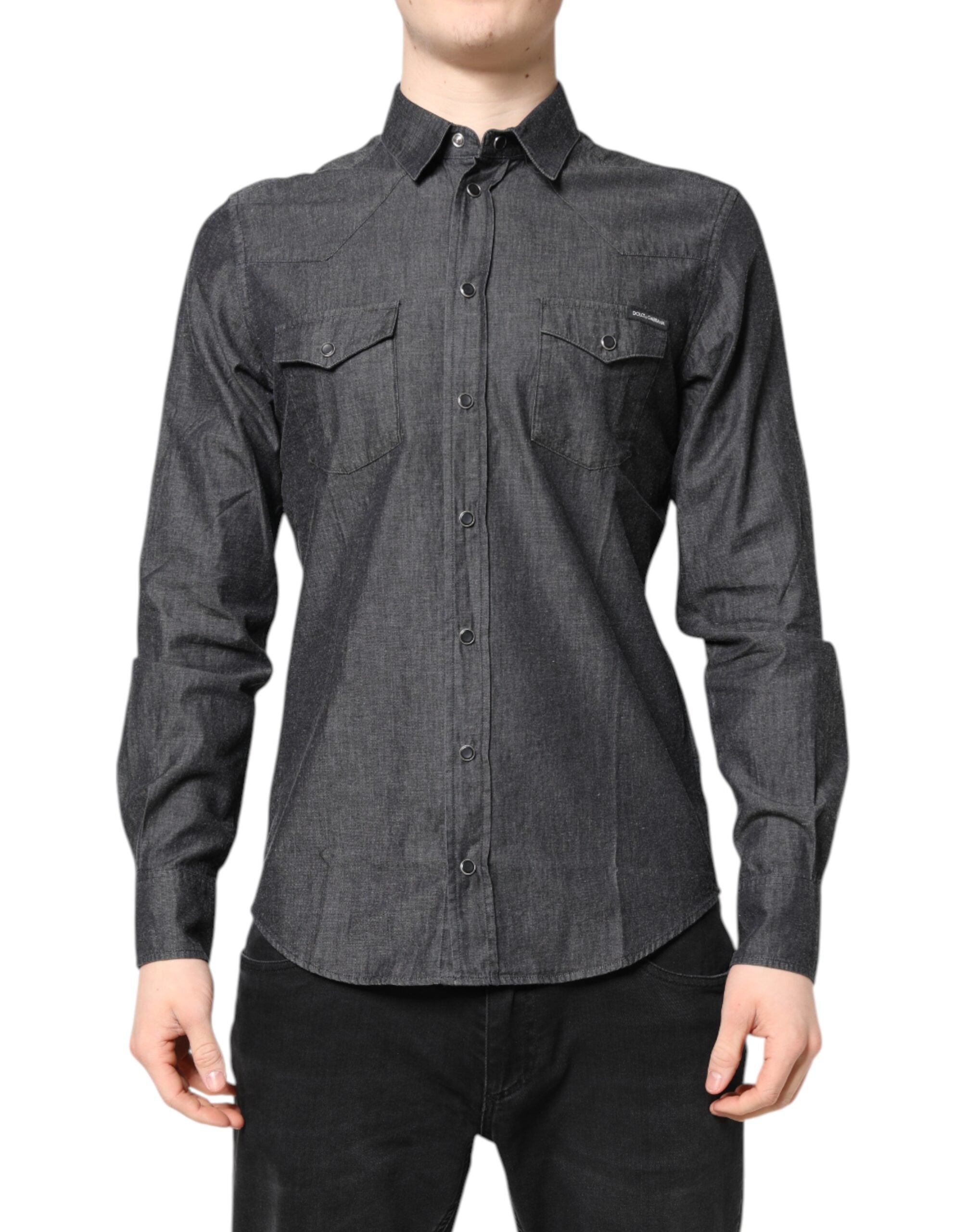 Dolce & Gabbana grey long-sleeved cotton casual shirt